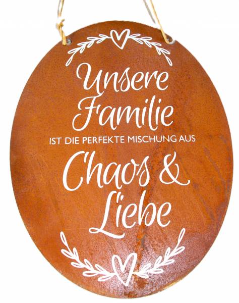 Metalltafel Chaos und Liebe mit Spruch, von Badeko